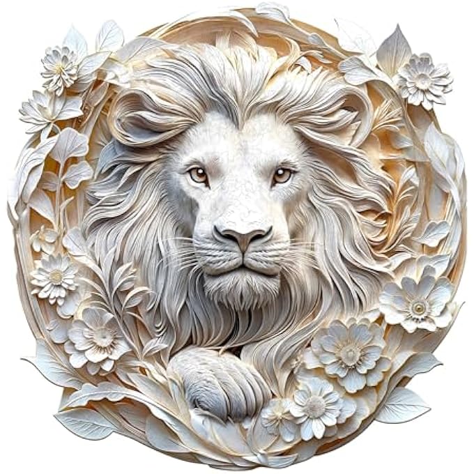 WOODEN PUZZLE ADULTS AND CHILDREN, 3D PAPER LION CIRCULAR UNIQUE PUZZLE, WOODEN PUZZLE ADULTS WITH WOODEN GIFT BOX (M-200 PIECES) - Image 1
